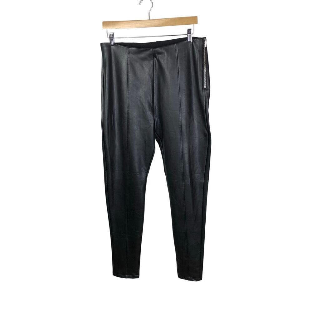 New Look Black Faux Leather Pants Size 14 Tall